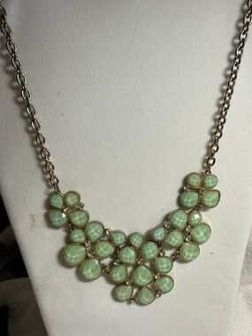 Gold-Tone Mint Green Acrylic Cluster Necklace